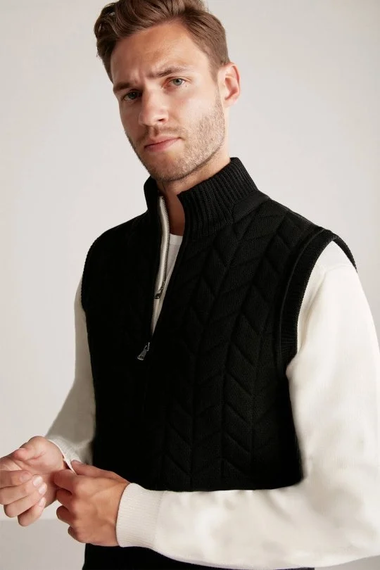Hemington - Siyah Activewear Merino Yün Triko Yelek (3)