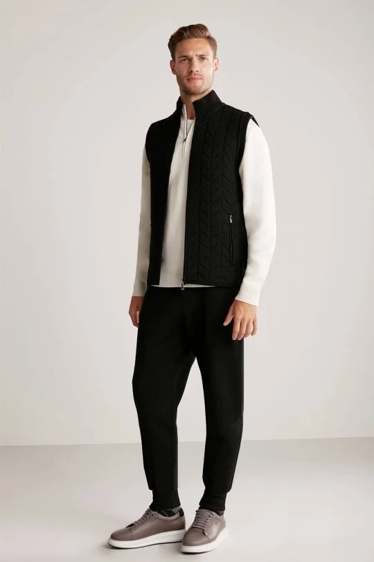 Hemington - Siyah Activewear Merino Yün Triko Yelek (4)