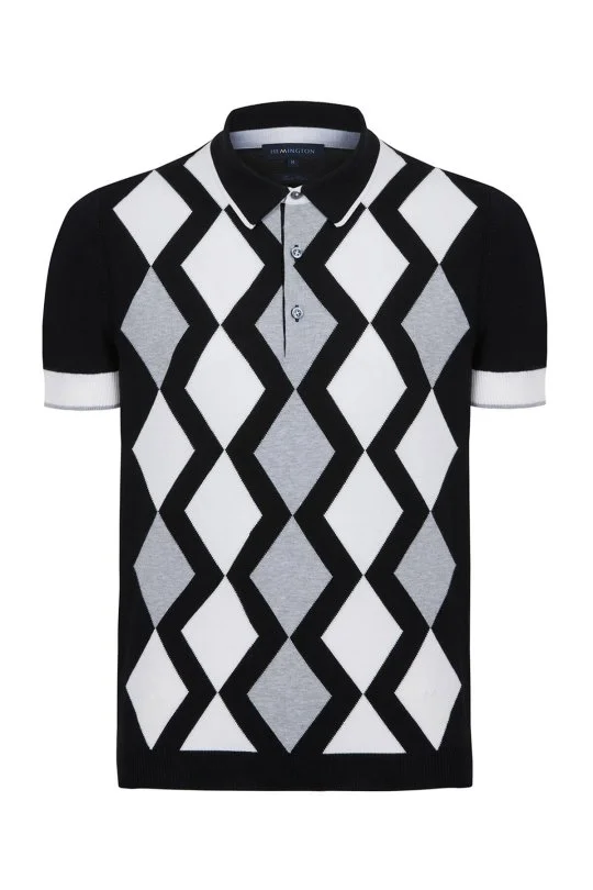 Hemington - Siyah Beyaz Argyle Desen Triko Polo (6)