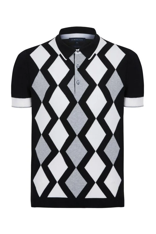 Hemington - Siyah Beyaz Baklava Desen Triko Polo (6)