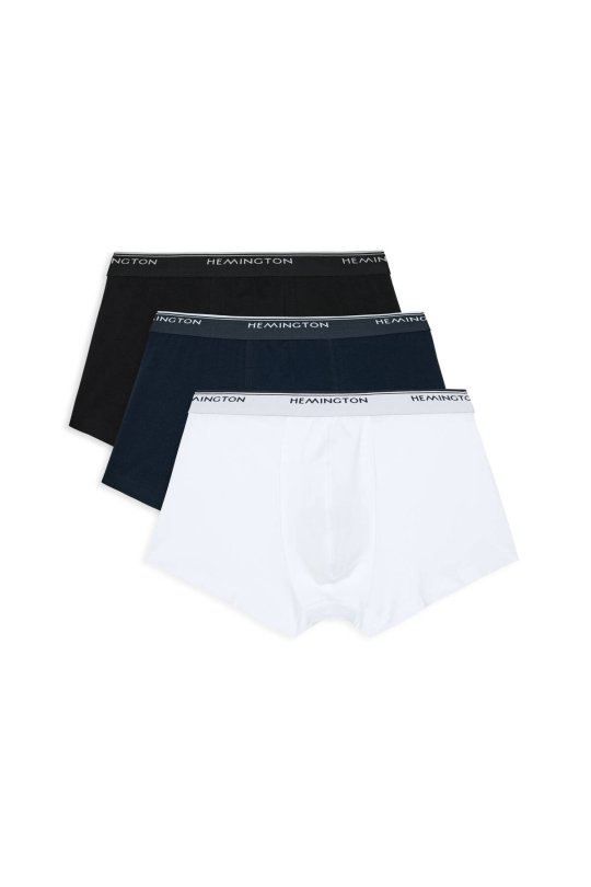 Siyah Beyaz Lacivert Üçlü Boxer Seti