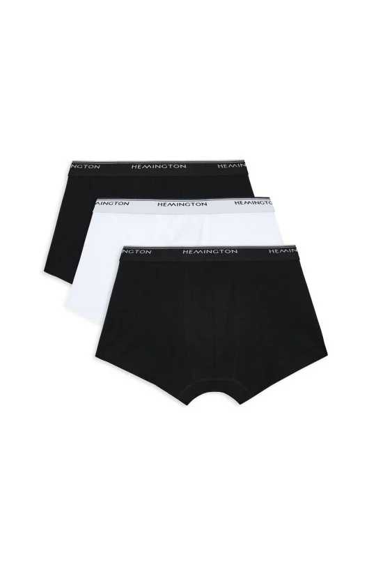 Hemington - Siyah Beyaz Siyah Üçlü Boxer Seti (1)