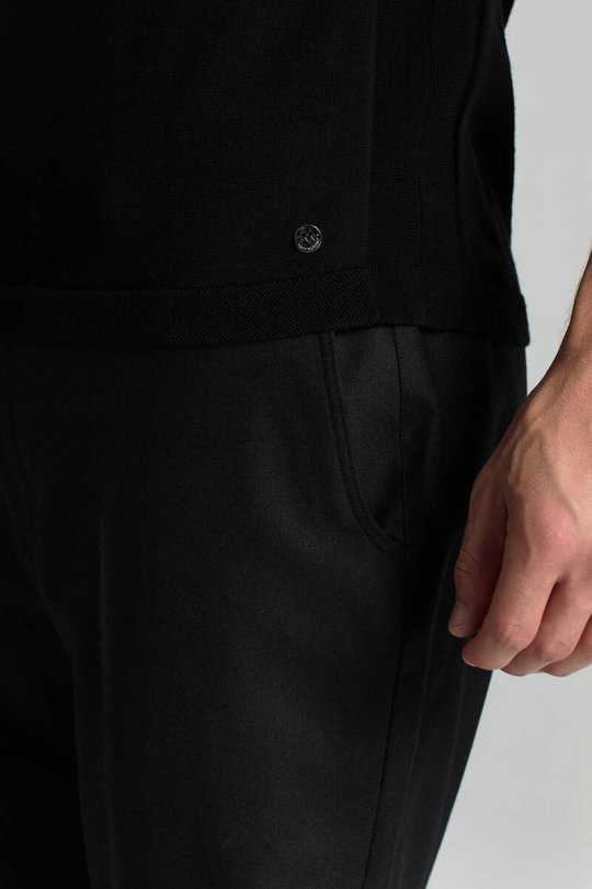 Bisiklet Yaka Siyah Giza Pamuk Triko T-Shirt