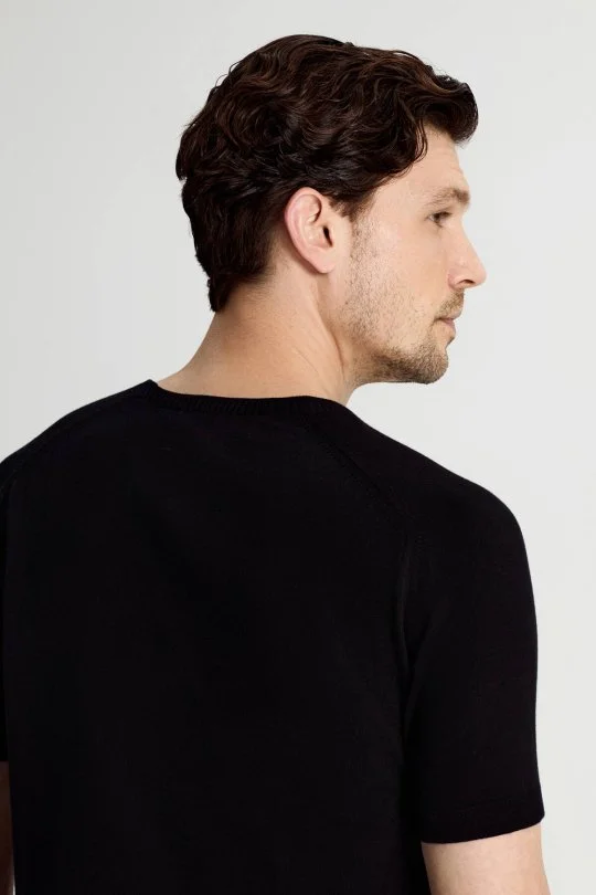 Hemington - Bisiklet Yaka Siyah Giza Pamuk Triko T-Shirt (4)