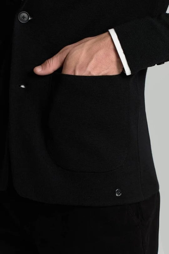 Hemington - Extrafine Merino Siyah Triko Blazer Ceket (2)