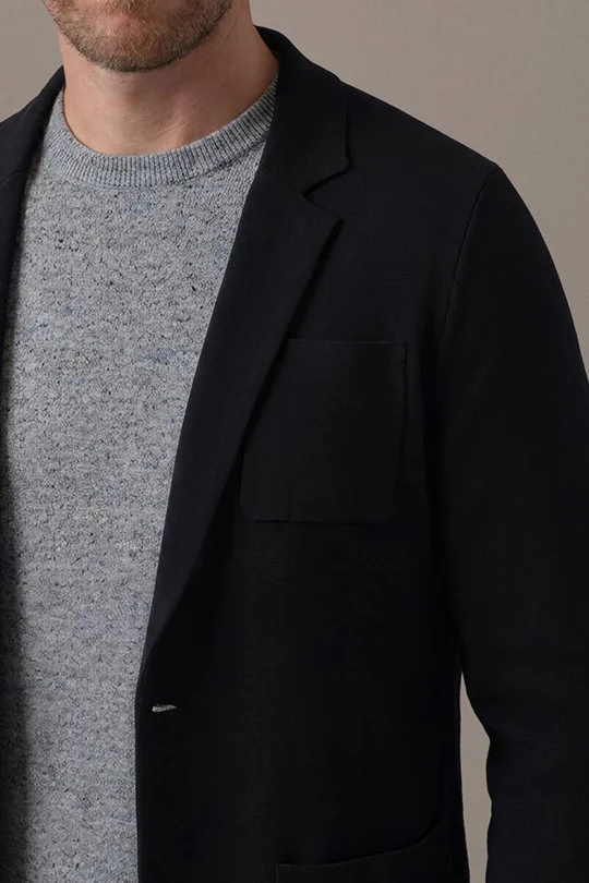 Extrafine Merino Siyah Triko Blazer Ceket