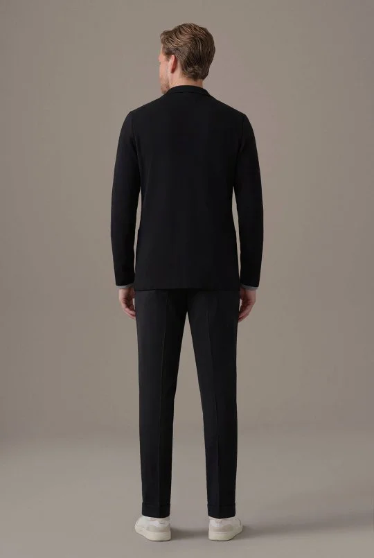 Extrafine Merino Siyah Triko Blazer Ceket