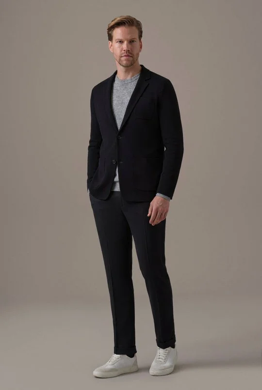 Extrafine Merino Siyah Triko Blazer Ceket