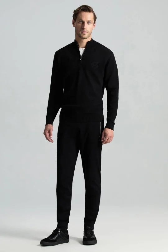 Hemington - Siyah Fermuarlı Merino Yün Activewear Triko (1)