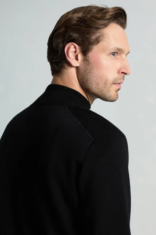 Hemington - Siyah Fermuarlı Merino Yün Activewear Triko (3)