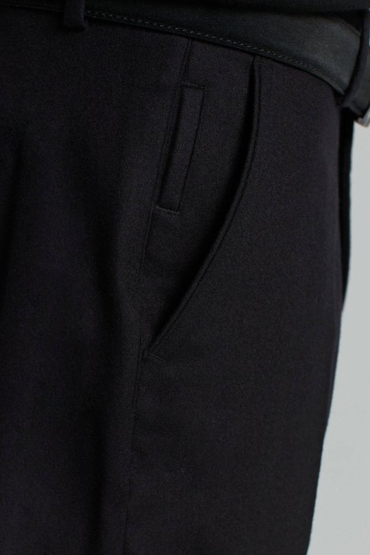 Kaşmir Yün Siyah Flanel Pantolon