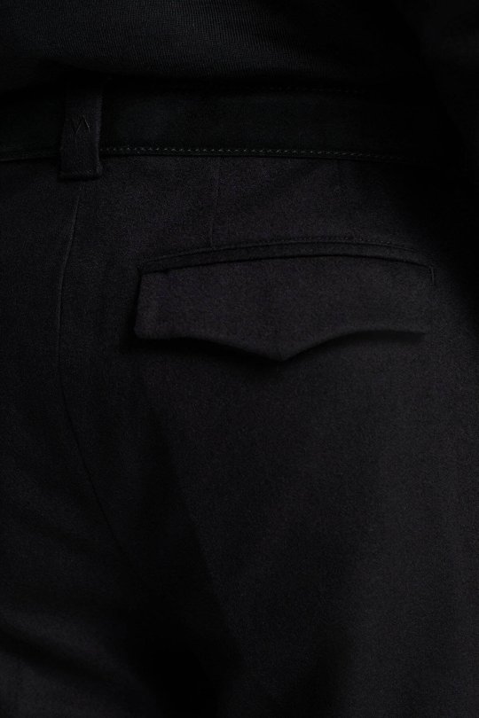 Kaşmir Yün Siyah Flanel Pantolon