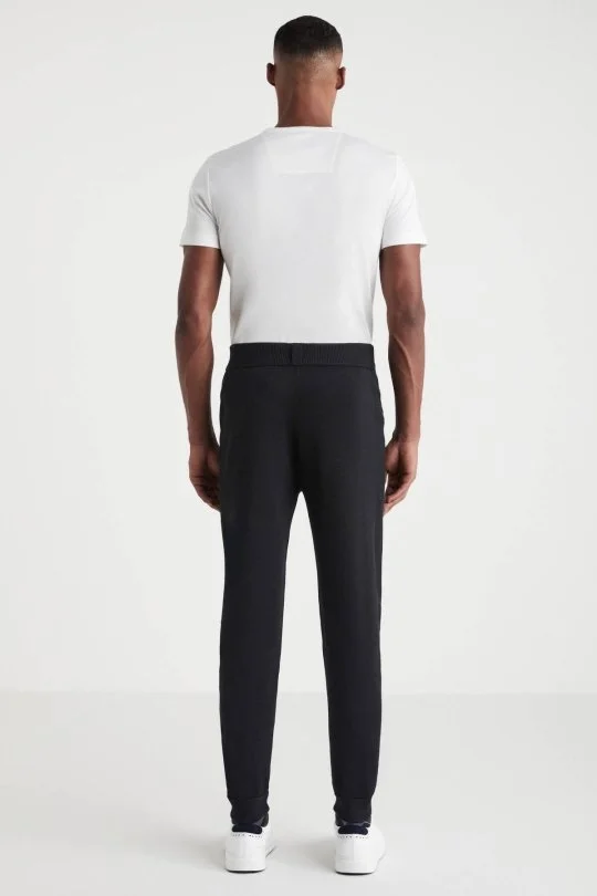 Hemington - Siyah Merino Yün Activewear Şerit Detaylı Triko Pantolon (2)