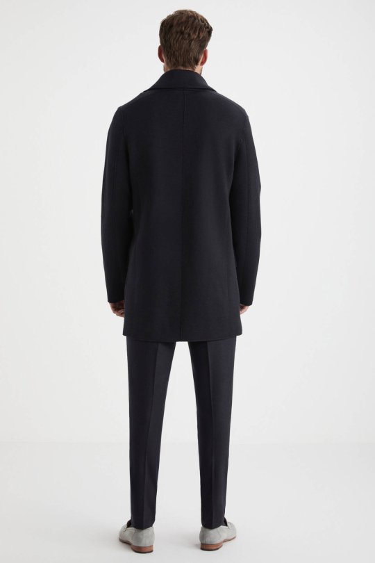 Siyah Merino Yün Triko Palto