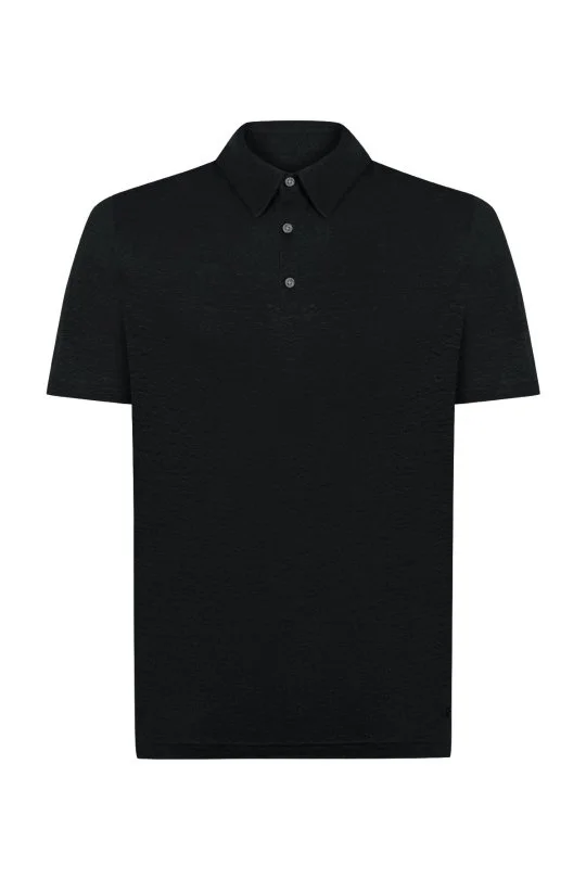 Hemington - Saf Keten Siyah Polo Yaka T-Shirt (6)