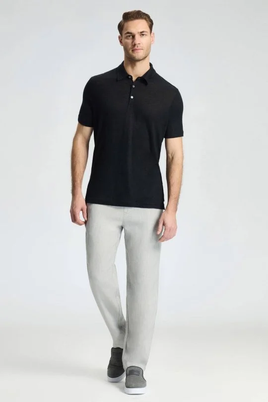 Hemington - Saf Keten Siyah Polo Yaka T-Shirt (1)