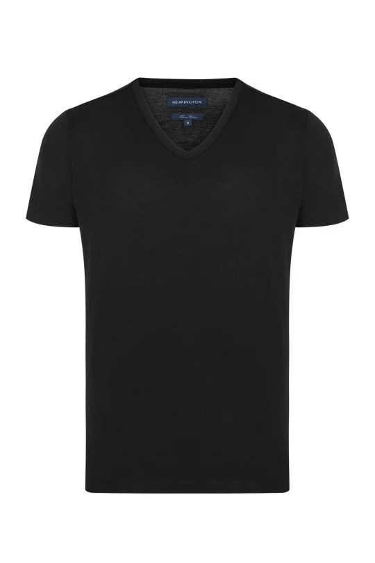 Hemington - V Yaka Siyah Basic T-Shirt (8)