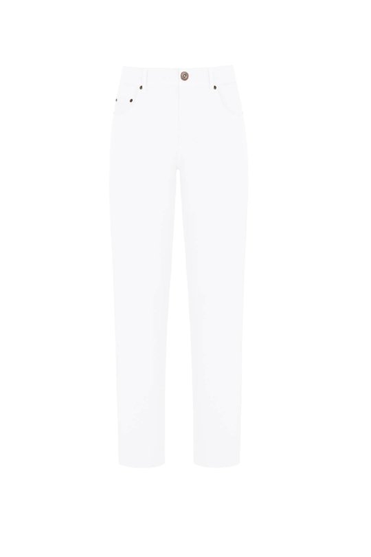 Slim Fit 5 Cep Beyaz Chino Pantolon