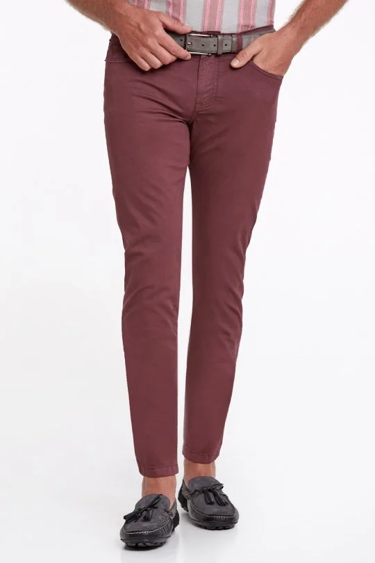 Hemington - Slim Fit 5 Cep Bordo Yazlık Pantolon