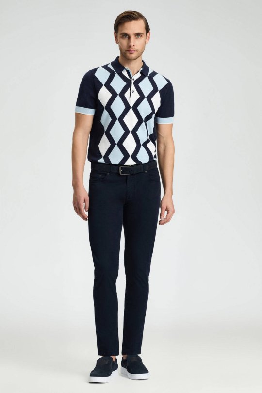 Slim Fit 5 Cep Lacivert Chino Pantolon