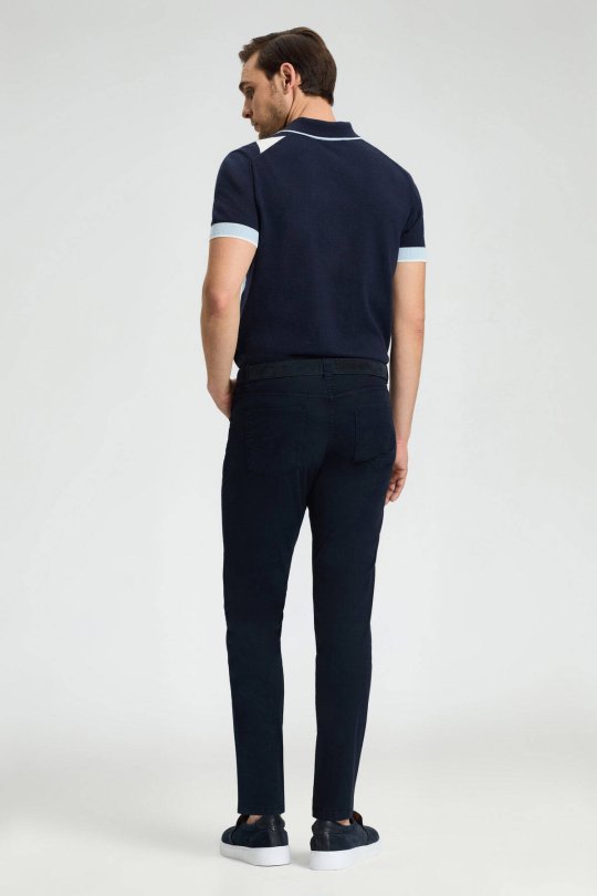 Slim Fit 5 Cep Lacivert Chino Pantolon