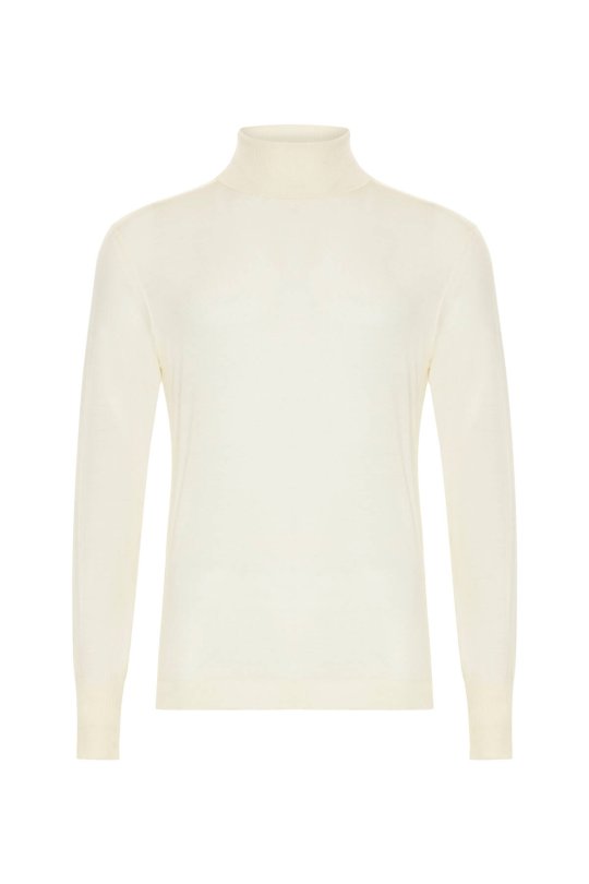 Slim Fit Beyaz Activewear Merino Yün Triko