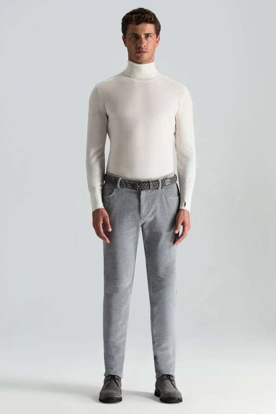 Slim Fit Beyaz Activewear Merino Yün Triko