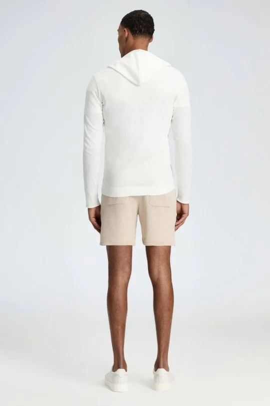 Hemington - Slim Fit Beyaz Kapüşonlu İnce Hırka (6)