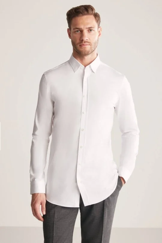 Hemington - Slim Fit Beyaz Spor Gömlek