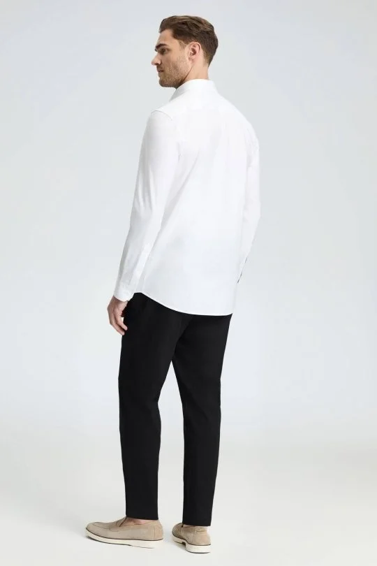 Hemington - Slim Fit Gizli Düğme Beyaz Spor Gömlek (4)