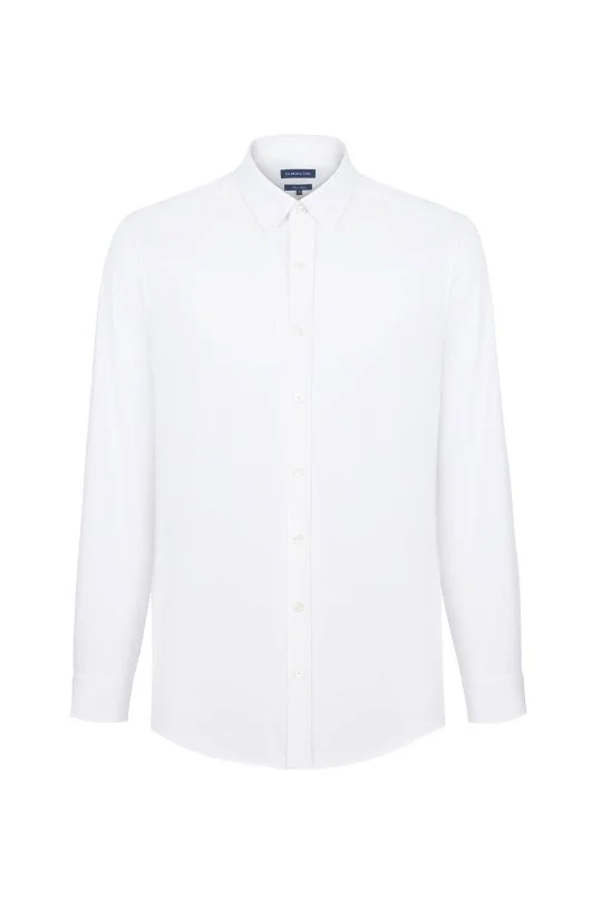 Hemington - Slim Fit Gizli Düğme Beyaz Spor Gömlek (6)