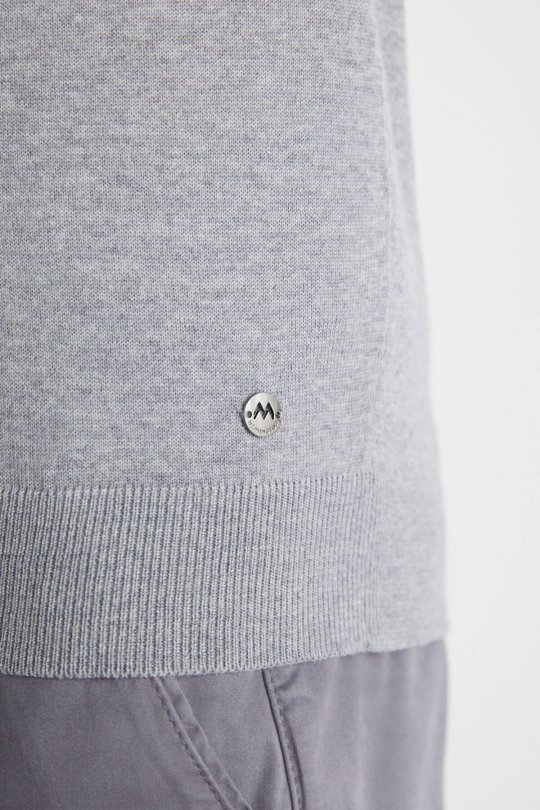 Extrafine Merino Açık Gri Bisiklet Yaka Triko