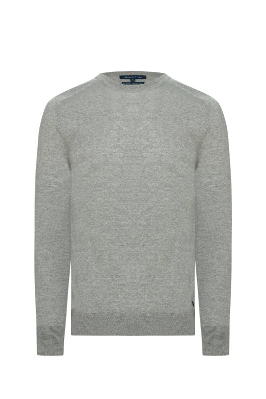 Extrafine Merino Açık Gri Bisiklet Yaka Triko