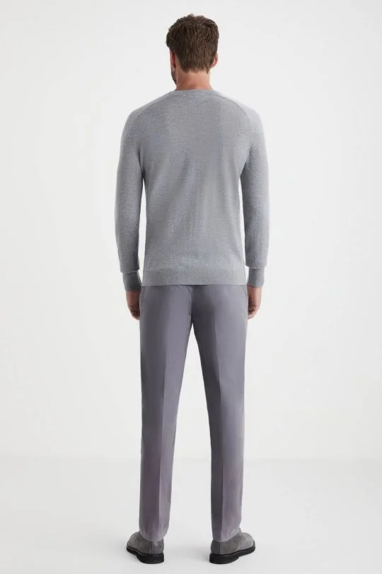 Hemington - Extrafine Merino Açık Gri Bisiklet Yaka Triko (4)