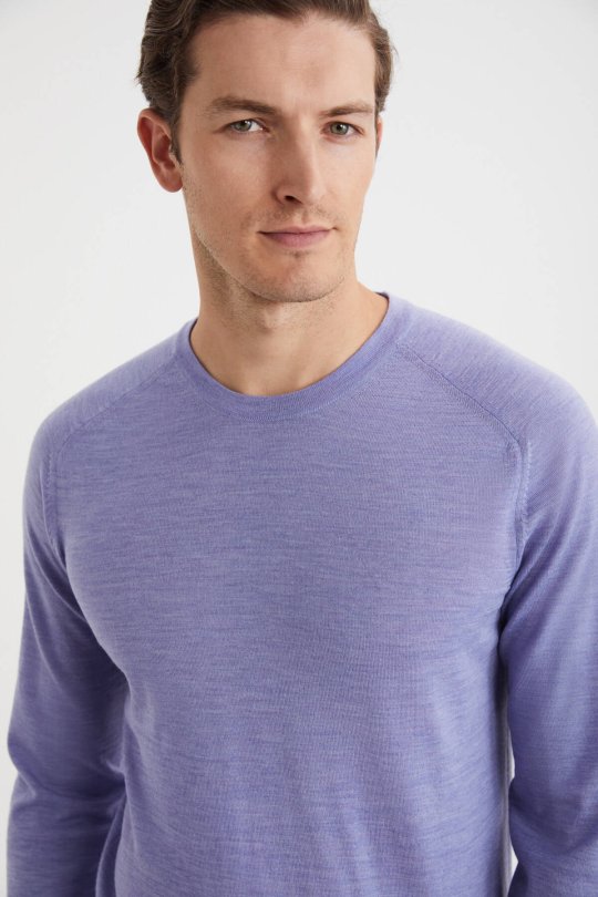 Extrafine Merino Açık Mor Bisiklet Yaka Triko