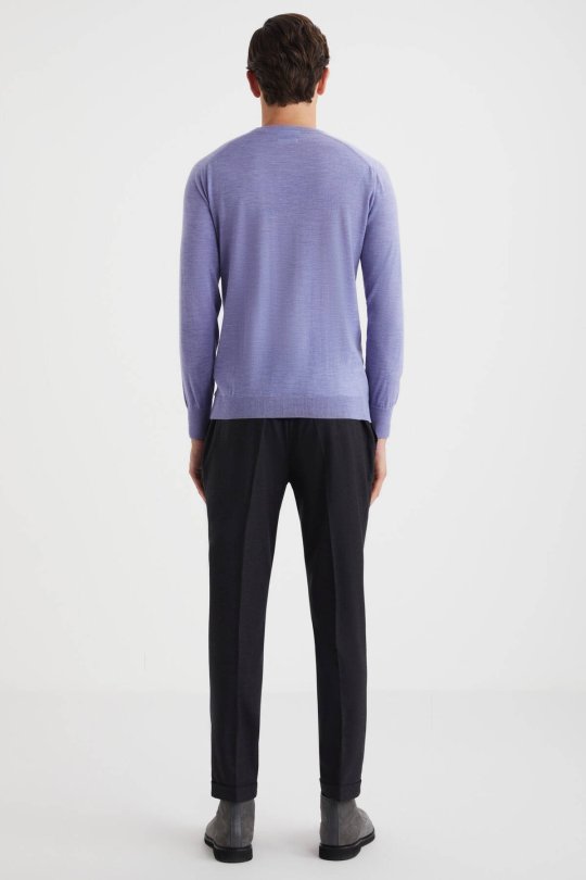 Extrafine Merino Açık Mor Bisiklet Yaka Triko