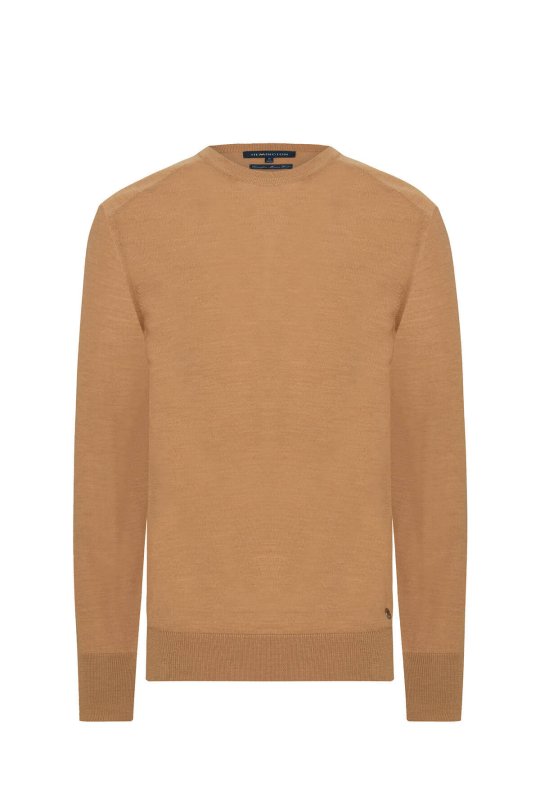 Extrafine Merino Camel Bisiklet Yaka Triko