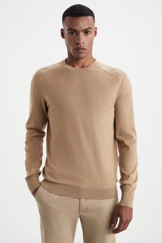 Hemington - Extrafine Merino Camel Bisiklet Yaka Triko