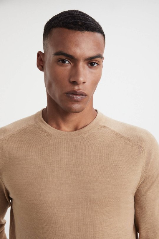 Extrafine Merino Camel Bisiklet Yaka Triko