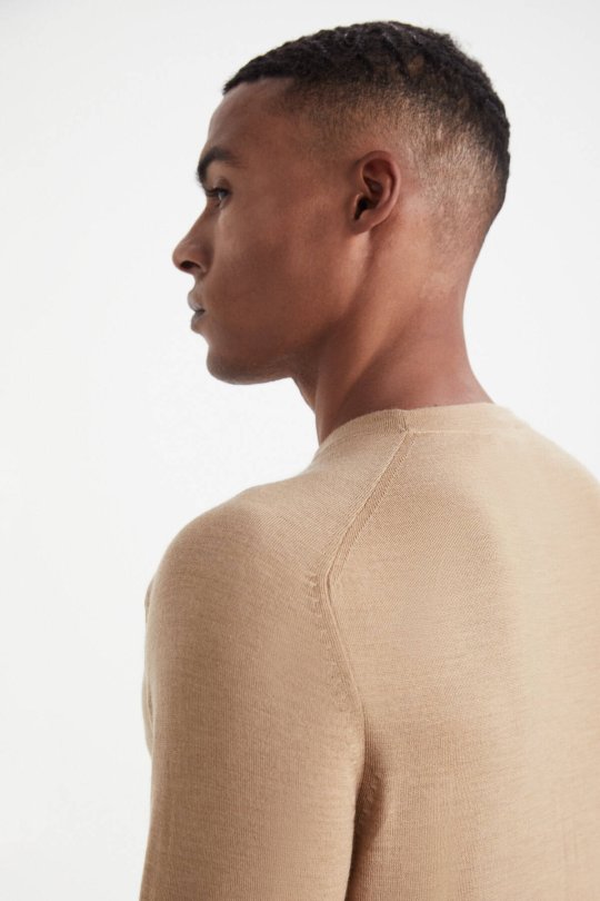 Extrafine Merino Camel Bisiklet Yaka Triko