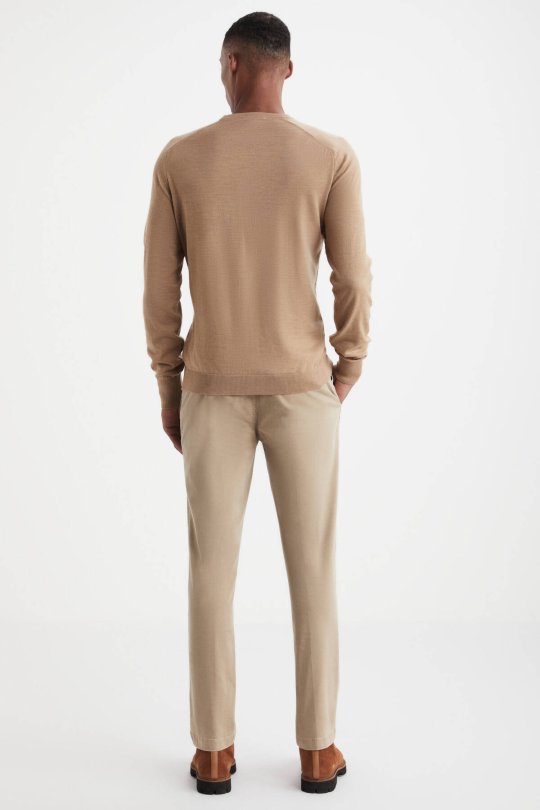 Extrafine Merino Camel Bisiklet Yaka Triko