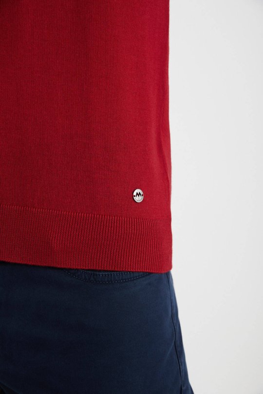 Extrafine Merino Kırmızı Bisiklet Yaka Triko