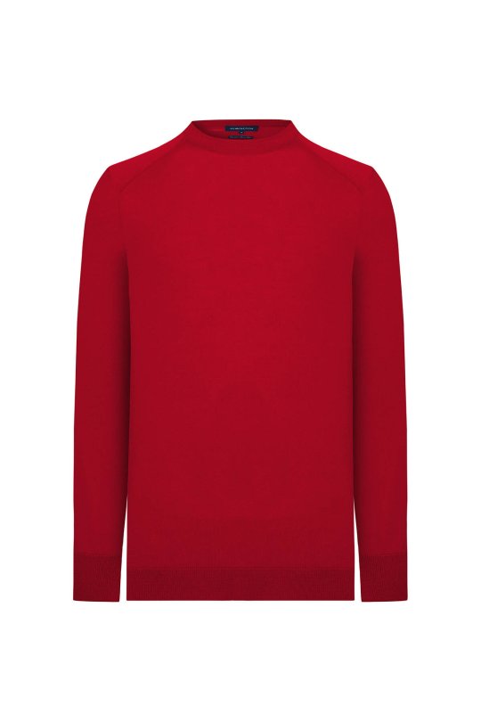 Extrafine Merino Kırmızı Bisiklet Yaka Triko