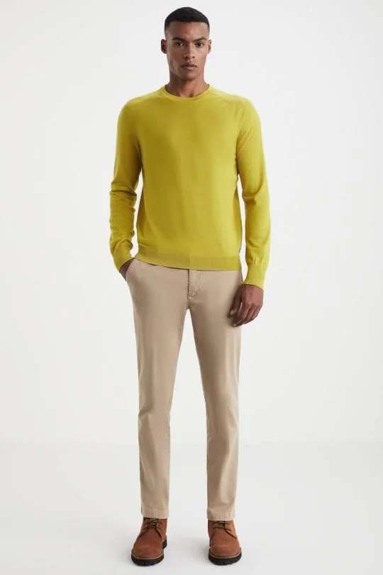 Hemington - Extrafine Merino Koyu Sarı Bisiklet Yaka Triko (1)
