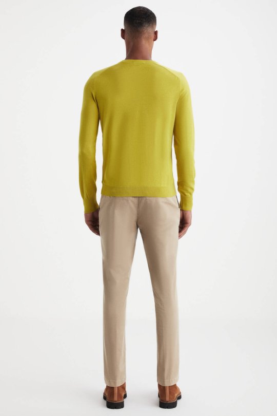 Extrafine Merino Koyu Sarı Bisiklet Yaka Triko