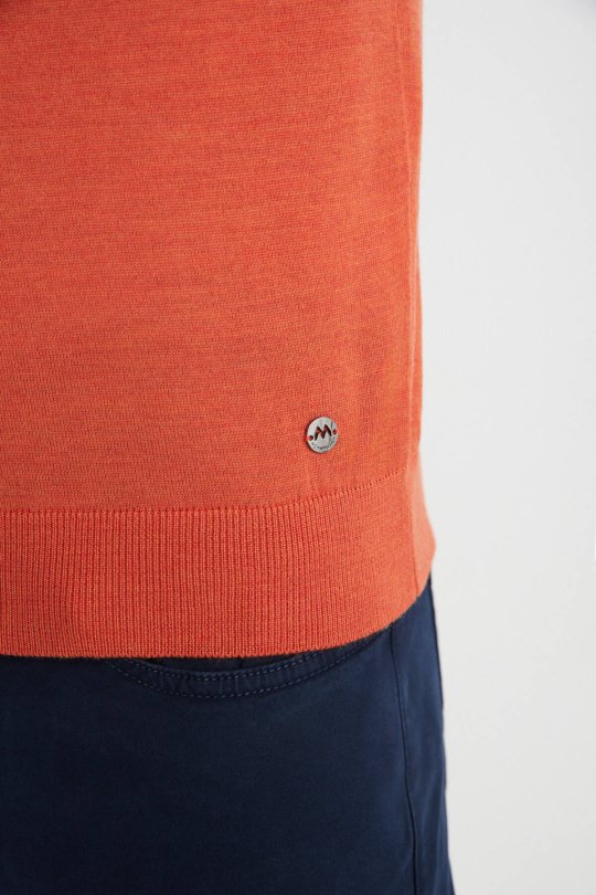 Extrafine Merino Turuncu Bisiklet Yaka Triko