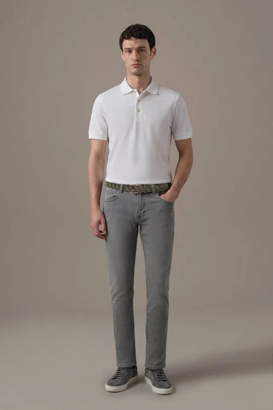 Slim Fit Gri Denim Pantolon
