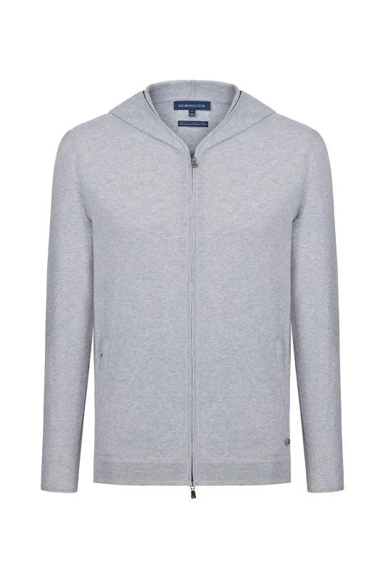 Hemington - Slim Fit Gri Kapüşonlu İnce Hırka (8)