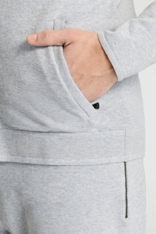 Slim Fit Gri Kapüşonlu İnce Hırka