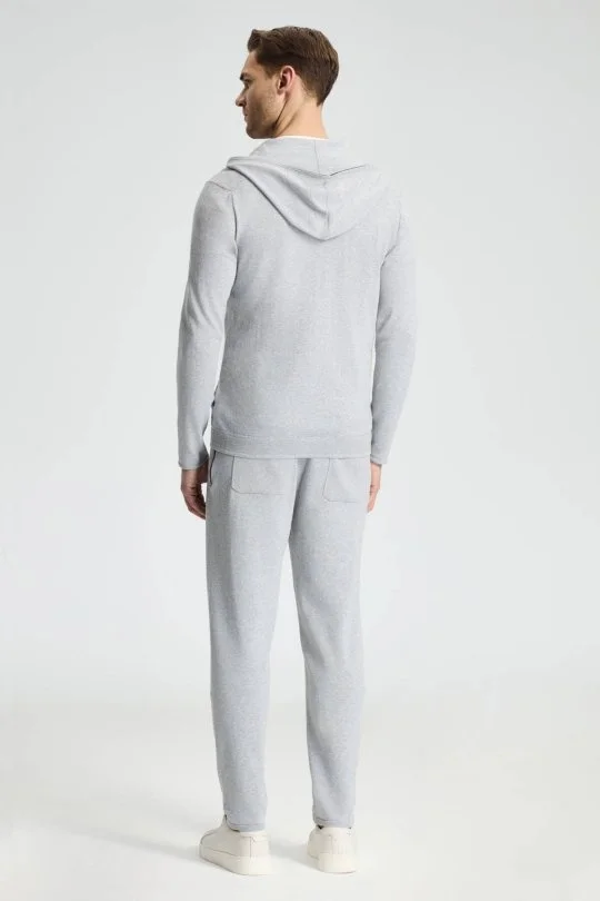 Hemington - Slim Fit Gri Kapüşonlu İnce Hırka (7)